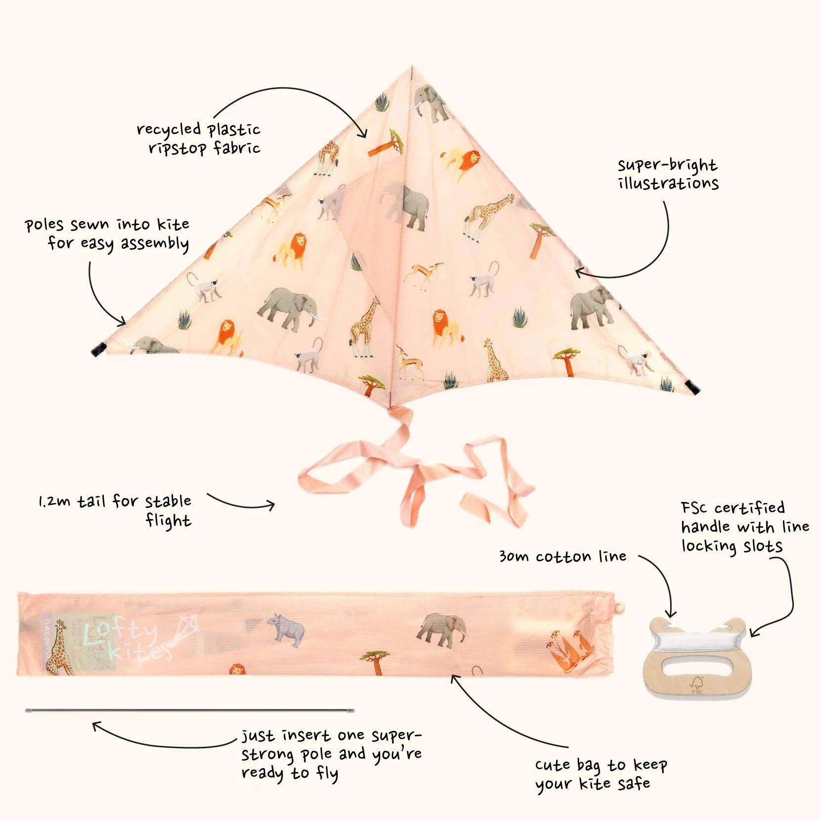 Eco-friendly kite with Africa pattern
